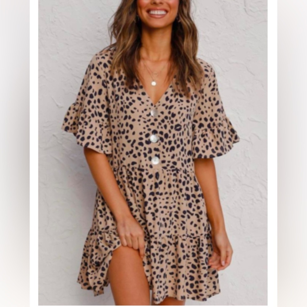 Leopard Print Button-Down Dress